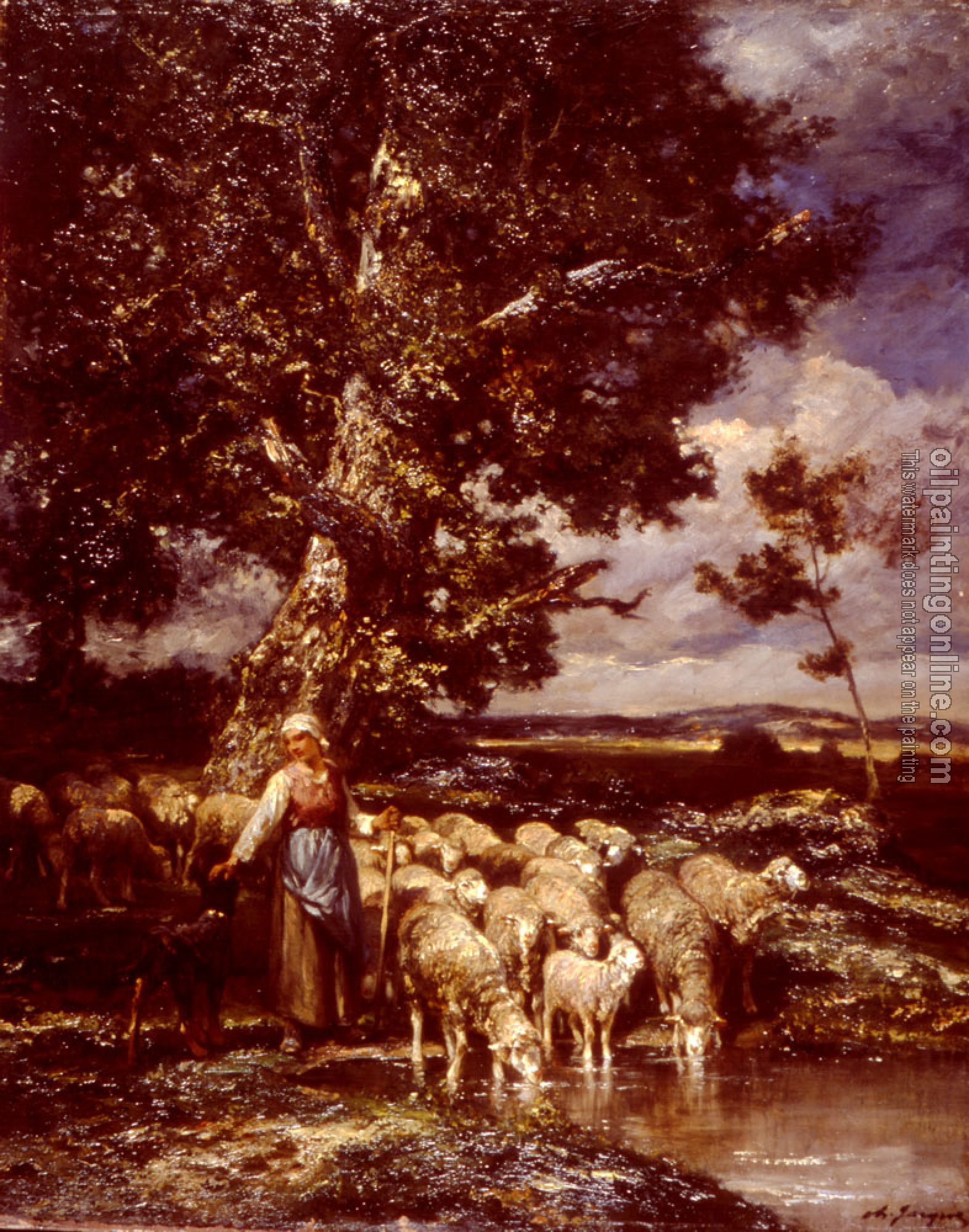 Charles Emile Jacque - Shepherdess